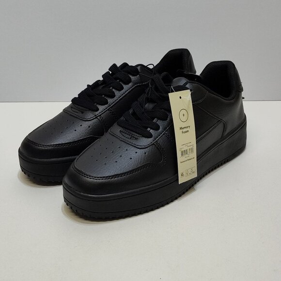 No Boundaries PU Platform Sneaker Women's Size 9 Memory Foam Casual Shoe NWT - Picture 1 of 9